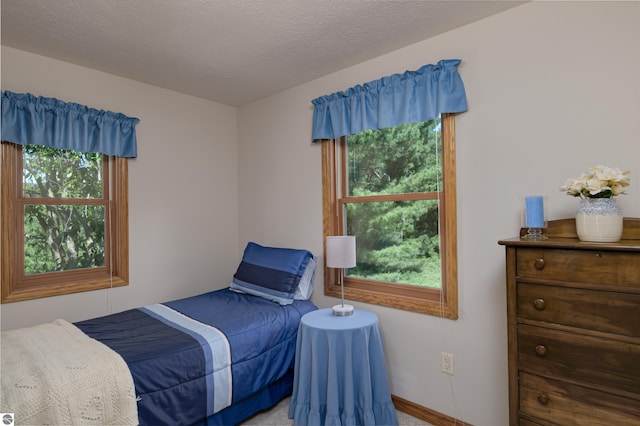 bedroom featuring a textured ceiling