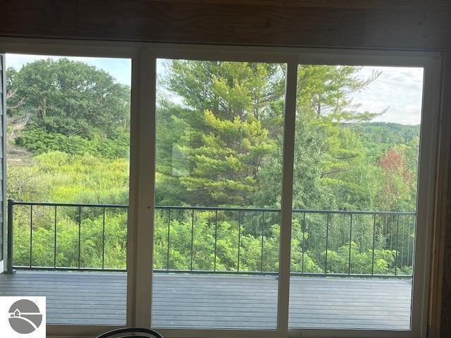 entryway with a view of trees