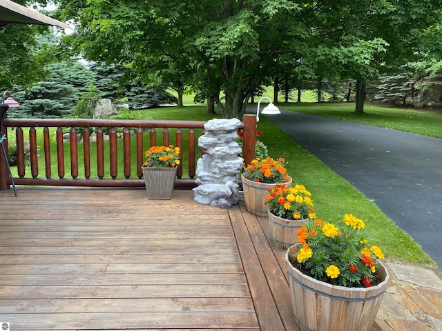 deck with a lawn