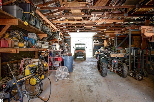 garage featuring a workshop area