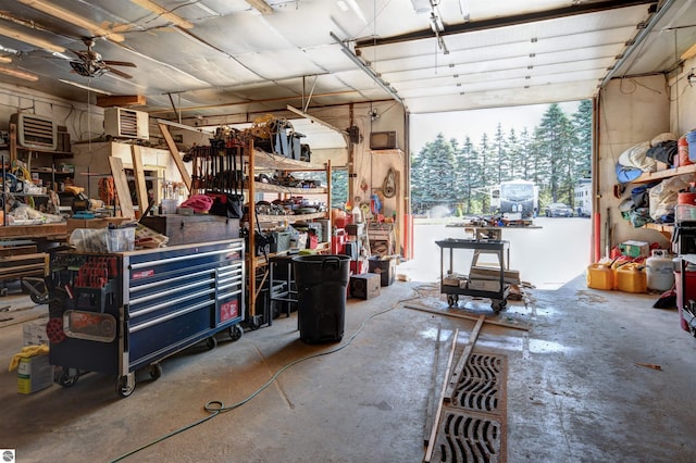 garage featuring a workshop area