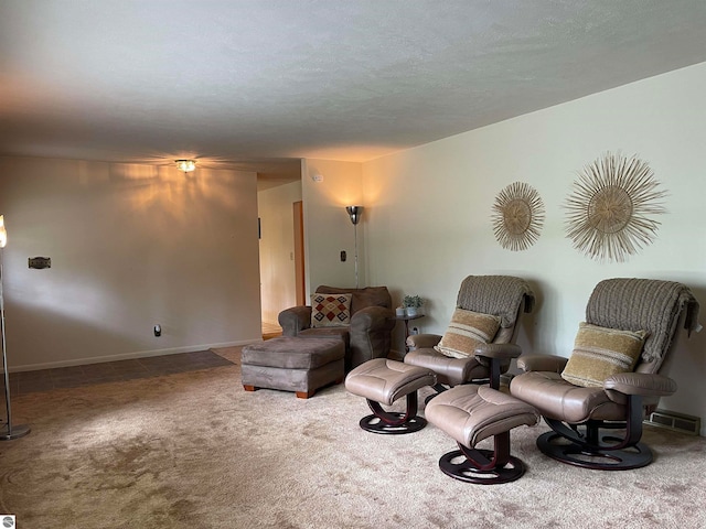 living area featuring carpet floors