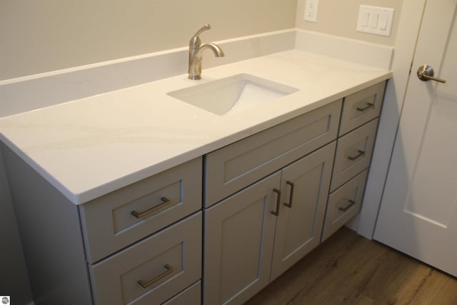 bathroom with vanity and wood finished floors