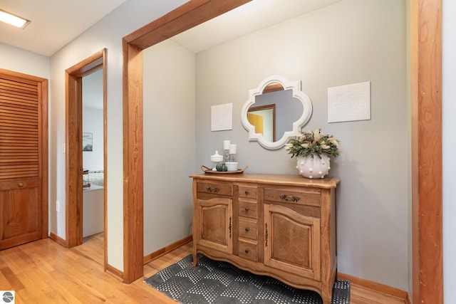 bathroom with wood-type flooring and vanity