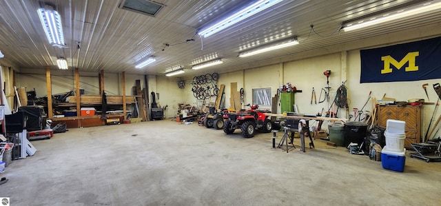 garage featuring a workshop area