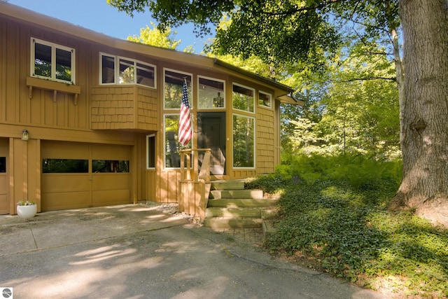 view of front of home with a garage