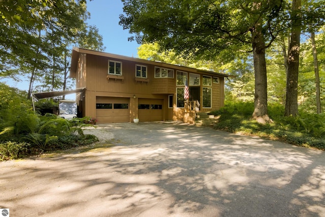 raised ranch with a garage