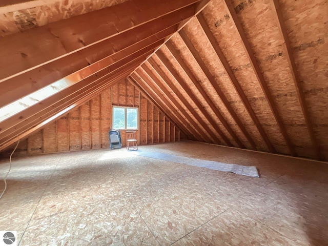 view of unfinished attic