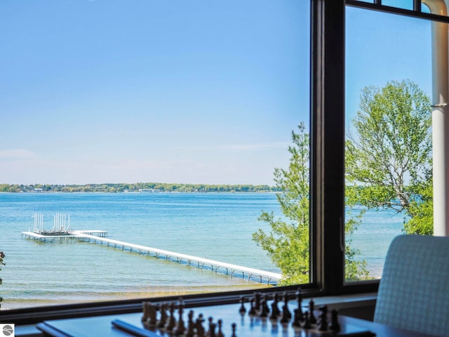 property view of water with a boat dock