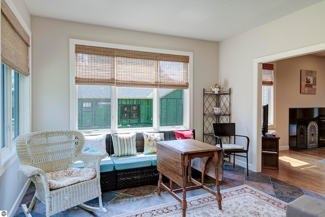 living room with hardwood / wood-style floors