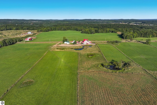 aerial view featuring a rural view