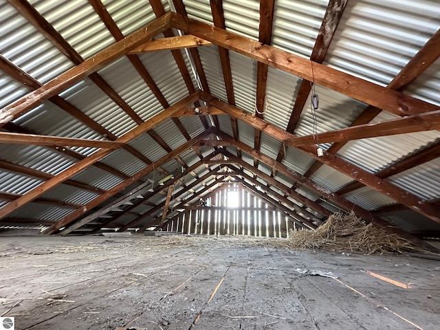 view of unfinished attic