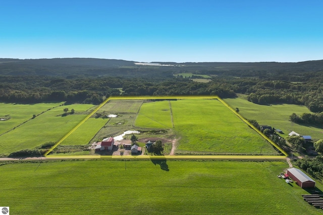 bird's eye view featuring a rural view