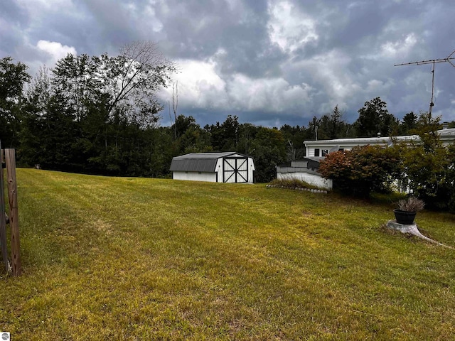 view of yard featuring an outdoor structure