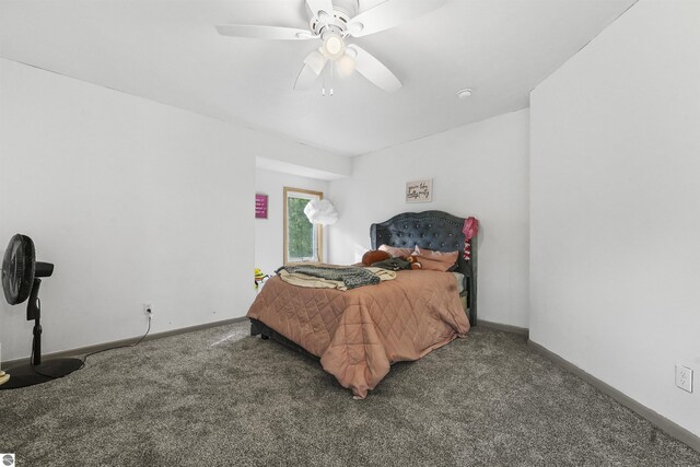 7504 W Dakota Trl, Lake City, MI 49663 - bedroom featuring ceiling fan, baseboards, and carpet floors