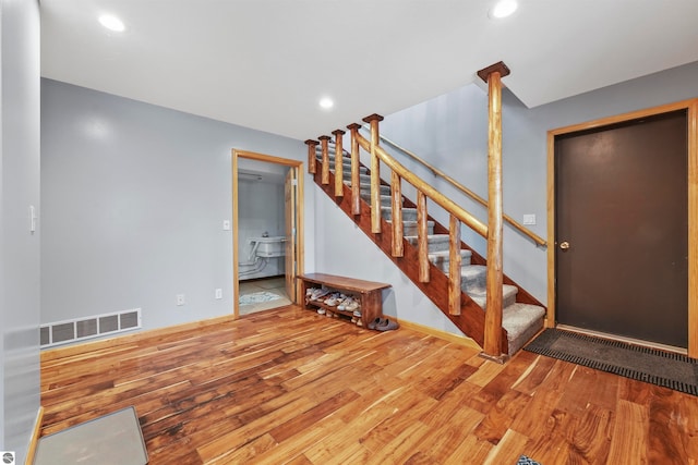 entrance foyer with wood-type flooring