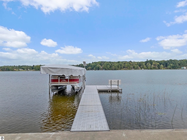 view of dock featuring a water view