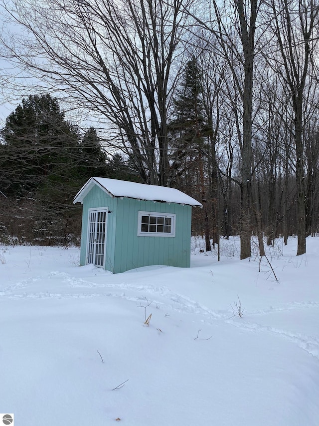 view of snow covered structure