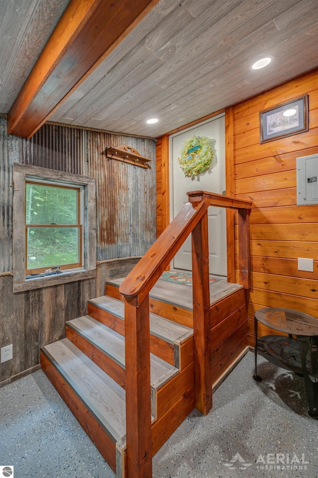4949 N M-33, Rose City, MI 48654 - stairway with wooden walls