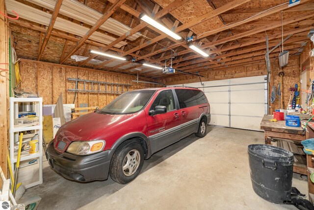 garage with a garage door opener