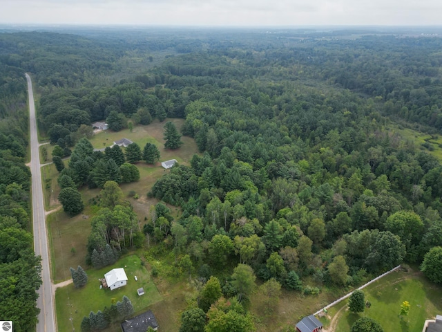 drone / aerial view with a forest view