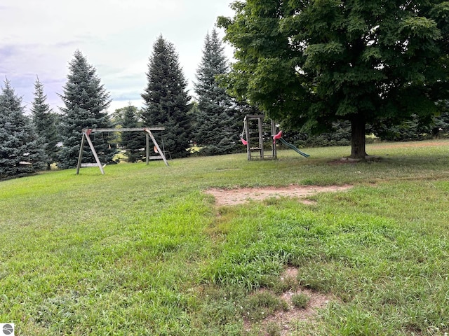 view of yard with a playground