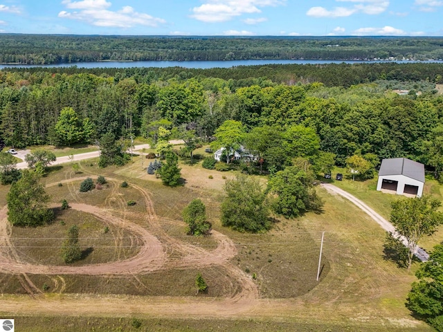 bird's eye view with a water view and a rural view