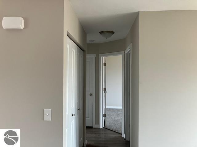 hallway featuring dark wood-type flooring