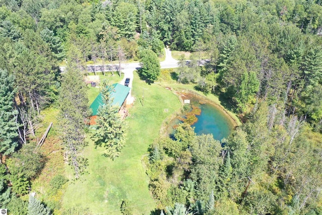 bird's eye view with a forest view