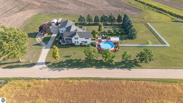 bird's eye view with a rural view