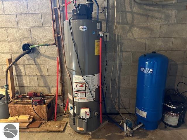 utility room with water heater