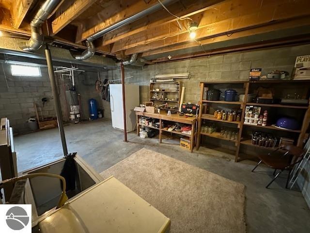 basement with water heater