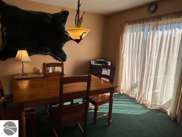 view of carpeted dining space