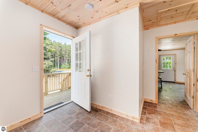 entryway with wooden ceiling