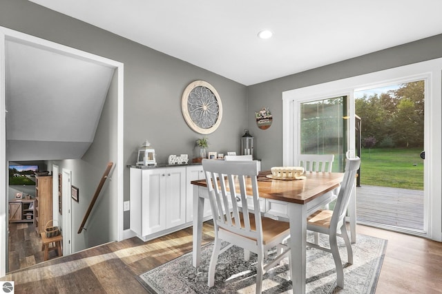 dining room with light hardwood / wood-style flooring