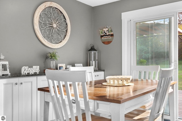 dining space with a wealth of natural light and wood-type flooring