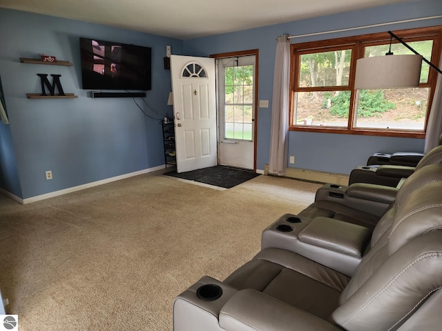 living room featuring carpet flooring