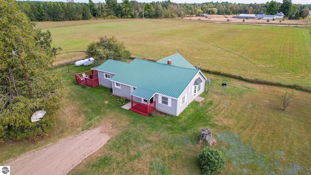 drone / aerial view with a rural view