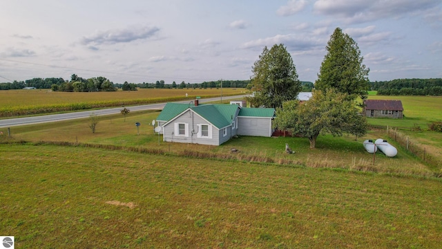 drone / aerial view with a rural view