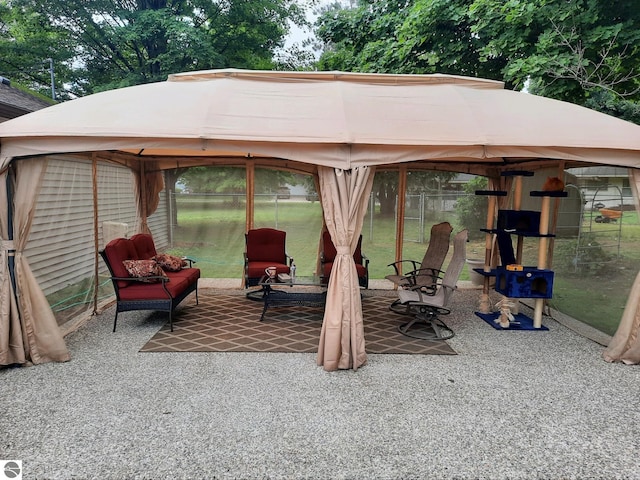 view of patio / terrace featuring a gazebo