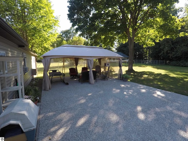 view of patio / terrace featuring a gazebo