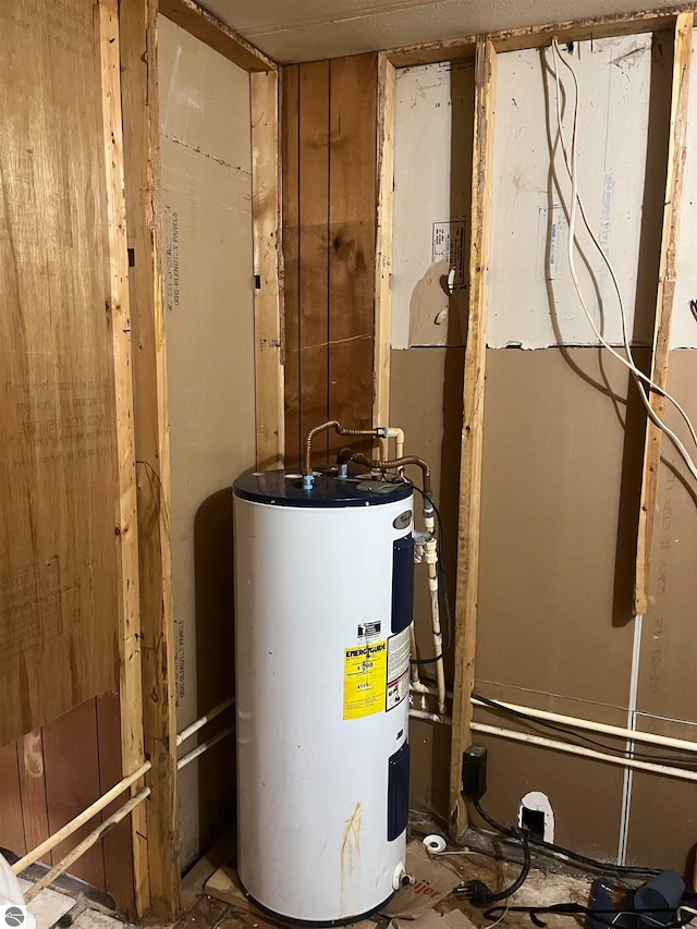 utility room with electric water heater