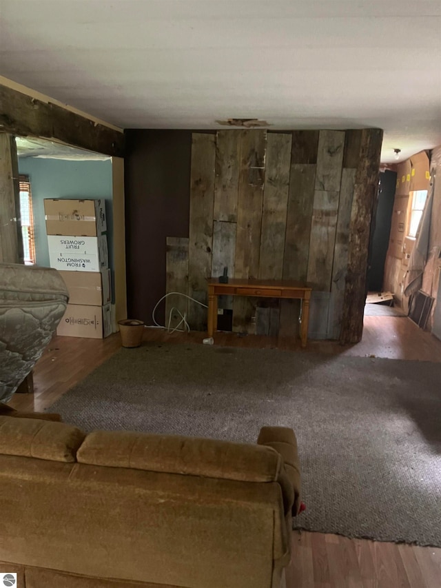 living room with hardwood / wood-style flooring