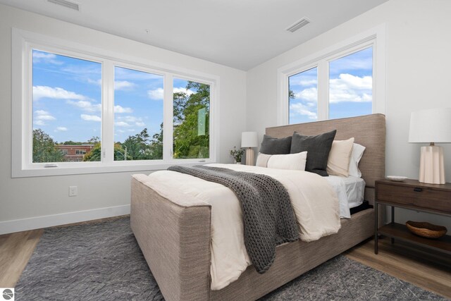 bedroom featuring dark hardwood / wood-style flooring