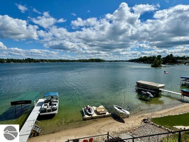 property view of water featuring a dock