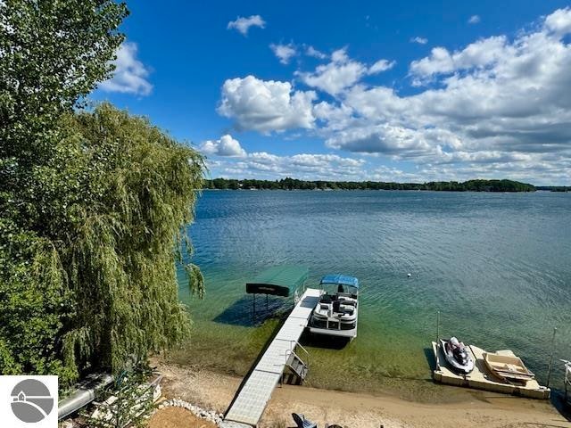 property view of water with a boat dock