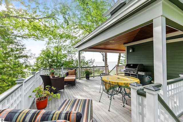 deck featuring area for grilling