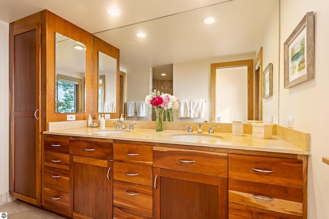 bathroom featuring vanity and tile patterned floors