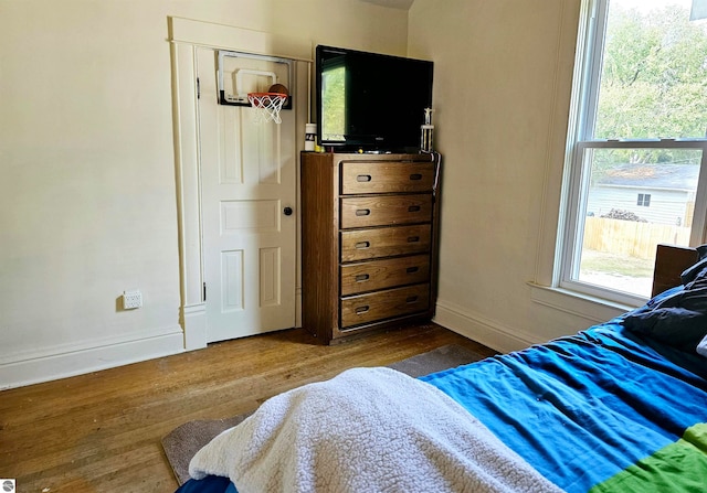 bedroom featuring a closet and hardwood / wood-style flooring