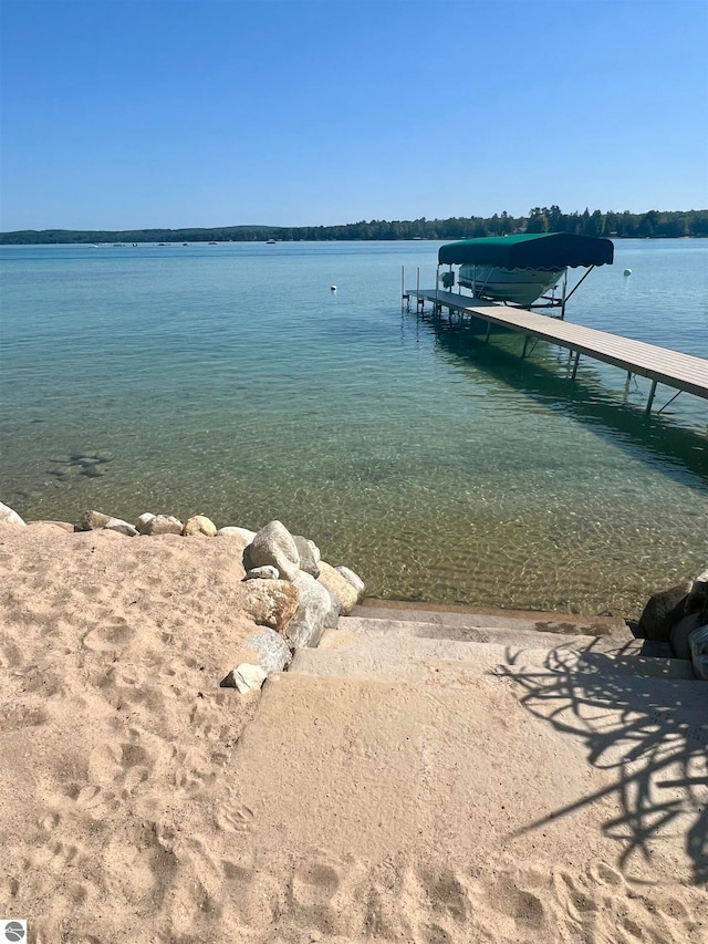 view of dock featuring a water view